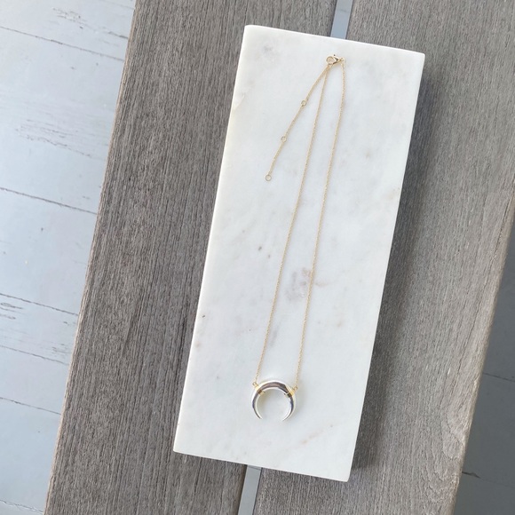 "Kinsey" Necklace || Silver & Gold Horn Pendant - Picture 4 of 13